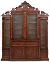 Walnut Renaissance Revival Secretary Bookcase