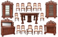 R.J. Horner 17 Piece Oak Dining Room Set