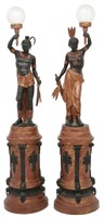 Pair of  American Indian Figural Torchiere Lamps