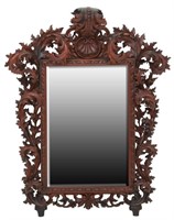 Large Filigree Carved Oak Mirror
