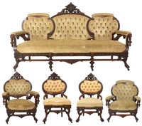 American Renaissance 5 Piece Inlaid Parlor Set