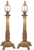 Pair of 10 Foot Bronze Claw Foot Torchieres