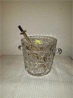 Vintage lead Glass Ice Bucket with Ice Tongs
