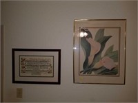 Lot of 2 Framed Wall Art- Needle Point & Print