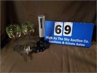Lot of Electric Wine Bottle Opener, Glasses, & Top