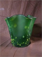 Beautiful Green & Yellow Blown Glass Vase