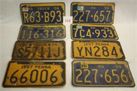 8 Vintage License Plates
