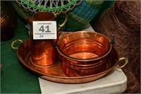 Assorted lot of copper - 3 pcs. Large tray 18" dia