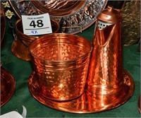 3 pc lot of assorted copper. Tray measures 12" dia