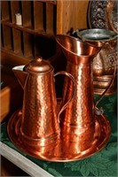 3 pc lot of assorted copper. Tray is 12" diameter