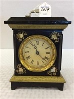 Sm. Iron Wind Up Clock w/ Mother of Pearl