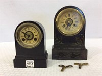 Lot of 2 Sm. Metal/Iron Keywind Clocks