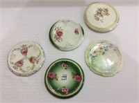 Lot of 5 Mostly Pink & Floral Painted Tea Tile