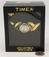 Timex Gold & Silver Tone Collectible Mini-Clock Ne