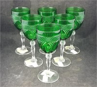 6 New Glass Stemware Green Matching