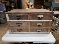 Wood chest and contents