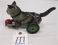 TIN FRICTION CAT AND BALL TOY