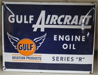 Gulf Aircraft engine oil porcelain sign, 13" x 16"