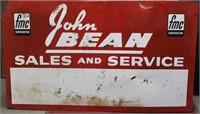 John Bean wood framed metal sign, some rust