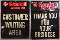 (2) Kendall Motor Oil embossed metal signs, 24"