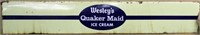 Wesley's Quaker Maid Ice Cream porcelain sign,