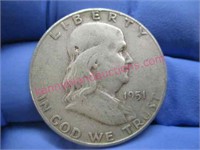 1951 franklin silver half-dollar (90% silver)