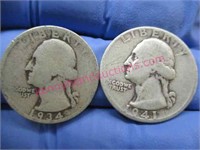 1934 & 1941 washington silver quarters(90% silver)