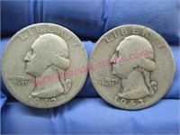 1942 & 1943 washington silver quarters(90% silver)