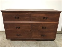 Vintage dark wood six drawer dresser