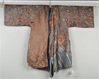 Chinese Embroidered Silk Brown Ground Robe
