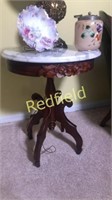 Antique Marble Top Rosewood End Table