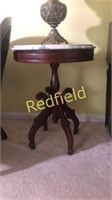 Antique Marble Top Rosewood End Table