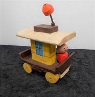 Vintage Fisher Price Wooden Caboose 4" Long