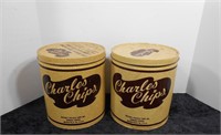 2 Charles Chips Tins 9" Tall