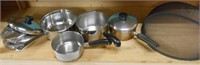 Kitchenware Lot - 4 Pans, Lids, Mesh Food Cover
