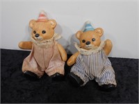 2 Porcelain Teddy Bear Clowns w/ Articulated Arms