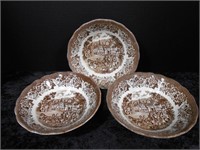 3 Ironstone Bowls Meakin Royal Staffordshire 7" D
