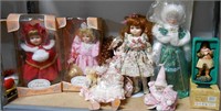 Shelf Lot of 8 Dolls - Mostly Porcelain 6"-16" T