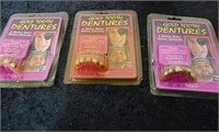 3 New Packs Gold Tooth Comedy/Costume Dentures