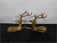 Pair of Brass Reindeer Ashtrays 9½" L