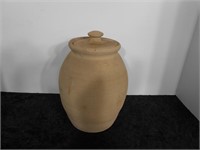 Unglazed Pottery Container w/Lid 9" Tall