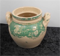 Double Handled Glazed Pot (no lid) 7" Tall