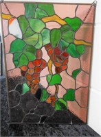 Stained Glass Grape on Vine Window Hanging