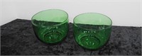 Pair of Green Blown Glass Bowls 4½" Dia
