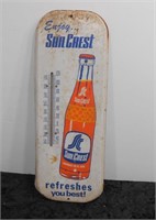 Vintage Sun Crest Metal Thermometer 16" Tall