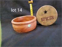 WOODEN BOWL & SPICES TIN