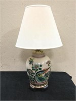 Table Lamp w/ Colorful Bird & Flowers