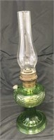 Vintage Depression Glass Green Hurricane Lamp