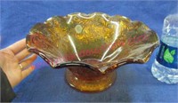 vintage "tiara" amber glass center bowl