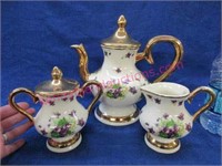 vintage violet pattern tea set (22kt gold trim)